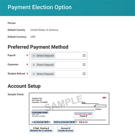 preferred payment method form.